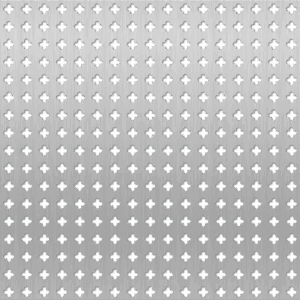 Chapa perforada de 1x2 metros – Diseño Trébol Combinado, espesor 0.9 mm, 35% de área libre.